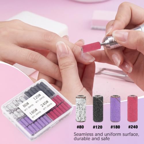 Rolybag Nail Drill Bits Mini Sanding Bands Set - 100 Pcs, 80-240 Grit