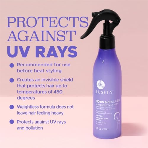 Luseta Biotin & Collagen Heat Protection Spray for Hair Styling, Prevents Damage 8.5oz
