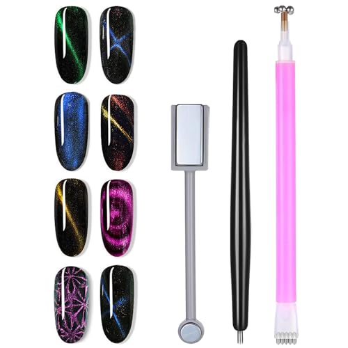 GENERIC SET1 3-Piece Cat Eye Magnetic Nail Art Tool Set for Nails, Gel Polish