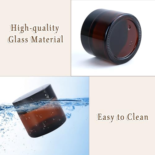 8-Pack Amber Glass Cosmetic Jars, 1oz & 2oz Leak-Proof Travel Containers