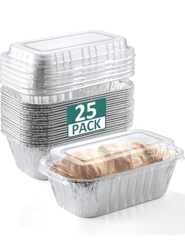 NEEBAKE 25 Pack Mini Disposable Aluminum Loaf Pans with Lids
