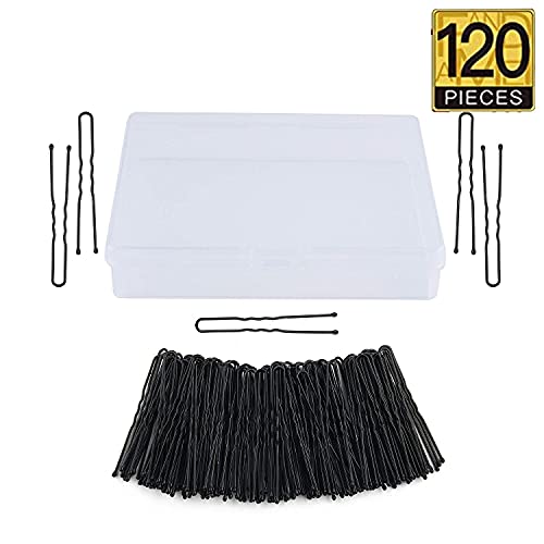 U Shaped Black Hair Pins for Bridal & Bun Styles - 120 Pack