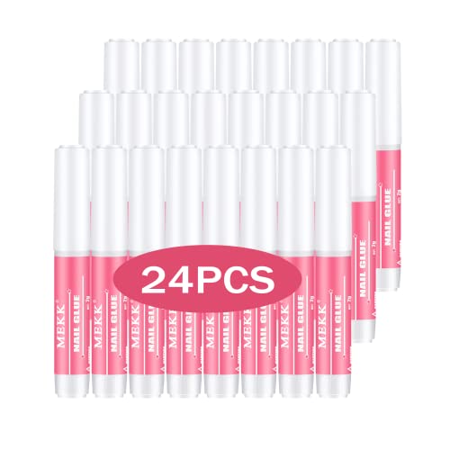 MEKK 24 Pcs Nail Glue for Press-Ons & Acrylic Tips, Super Strong & Fast-Drying