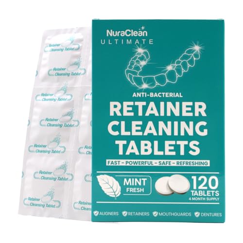 NuraClean Retainer Cleaner Tablets - 120 Count for Dentures & Mouthguards