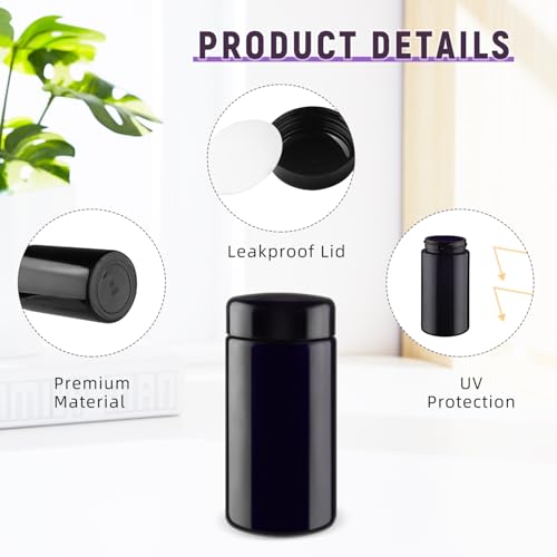 3 Pcs 100ml Black Glass Jars with Lids for Cosmetics & Creams