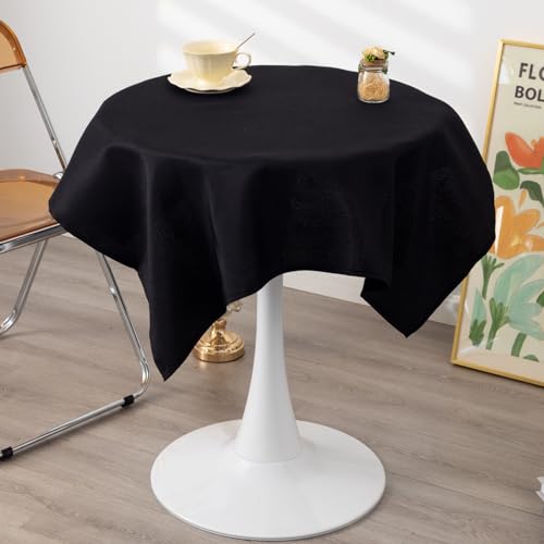 36x36 Inch Solid Black Tablecloth - Wrinkle Resistant Polyester Cover for Parties & Weddings