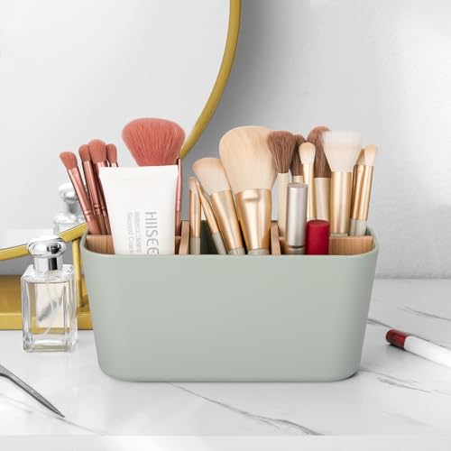 Electric Toothbrush and Toothpaste Organizer with Bamboo Divider