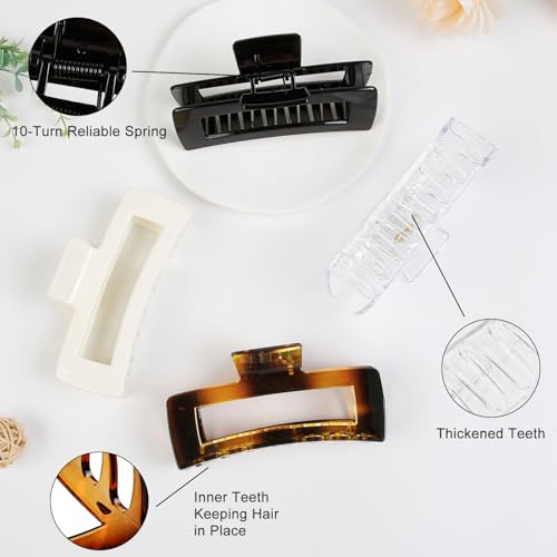 TEBIEKOY 5-Inch Extra Large Hair Claw Clips for Thick Hair, 4 Pack