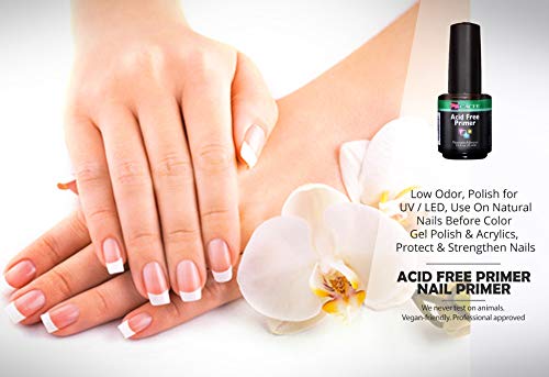 Cacee Acid Free Nail Primer & Pro Bond Nail Prep 0.5 oz - Low Odor, UV/LED Compatible, For Gel & Acrylic Nails, Variation: Acid Free + Probond