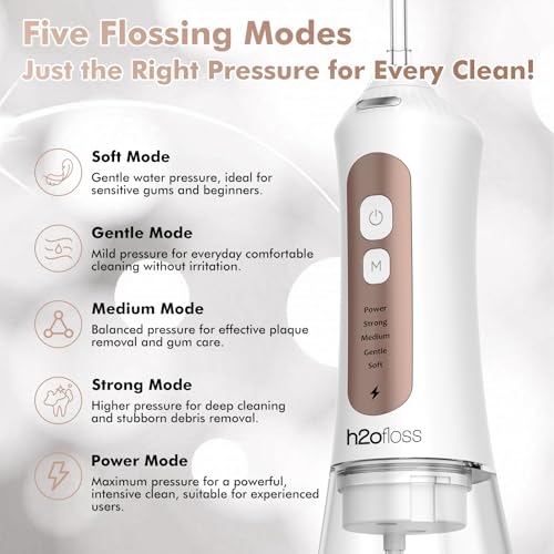 H2ofloss Cordless Water Flosser with 30 Freshening Tablets - 5 Modes