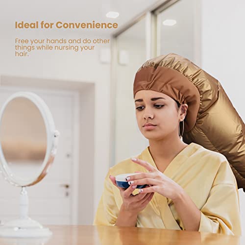 Segbeauty Gold Hair Dryer Bonnet, Large Deep Conditioning Heat Cap with Adjustable Elastic, Travel-Friendly
