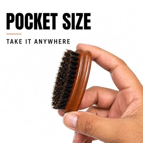 G.B.S Small Travel Beard Brush with Natural Boar Bristles & Wooden Handle - 3 Pack