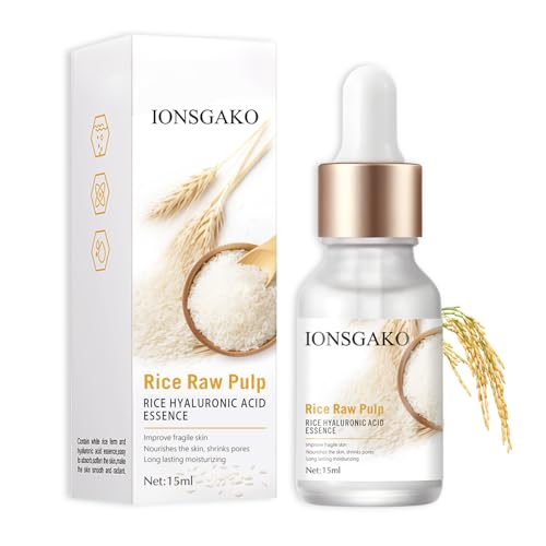 IONSGAKO White Rice Serum for Face - Deep Moisturizing & Pore Shrinking, 0.5 Oz