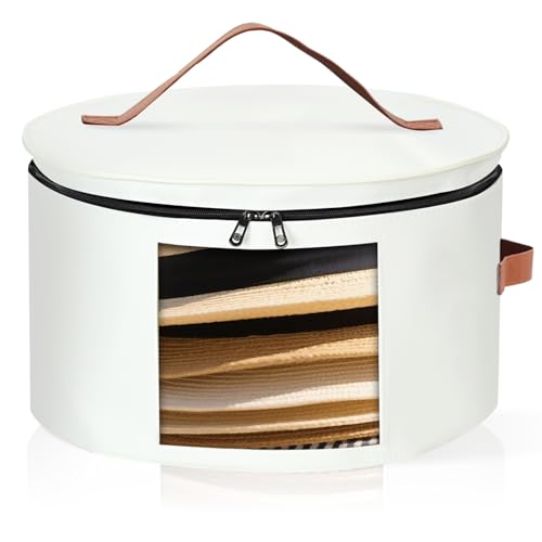 Kovpnor Round Hat Box - Stackable Felt Storage Case for Hats