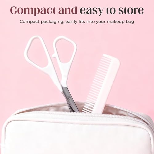 Stainless Steel Eyebrow Trimmer Scissors with Comb for Precision Grooming
