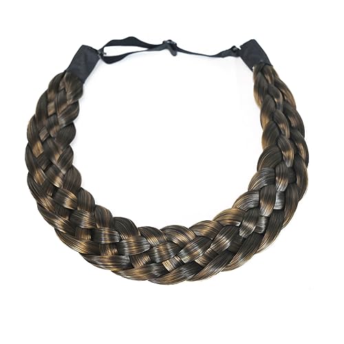 TOECWEGR Light Black Gold Brown Braided Headband Hairpiece for Women