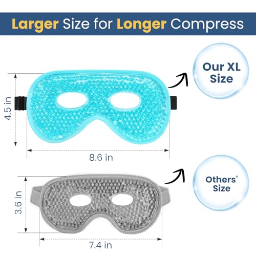BeeVines XL Cooling Gel Eye Mask 2 Pack - Blue & Pink for Puffy Eyes