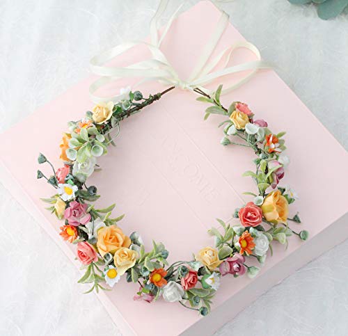 Vivivalue Wedding Floral Crown Headband - Bridal Headpiece Halo, Variation 89