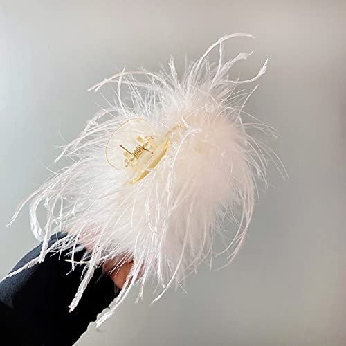 Butterfly Glitter Rhinestone Hair Claw Clip 1 Pack - White Feather Variation
