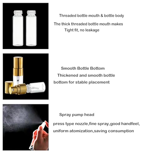 5ml Clear Glass Mini Spray Bottles - 20 Pack Refillable Perfume & Liquid Atomizers