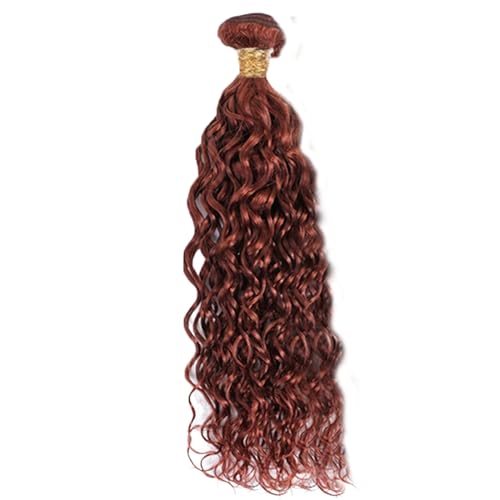 HuxoWax Copper Red Water Wave Human Hair Bundles #33 W / 14 Inch, Brazilian Virgin Remy Hair, Soft & Silky, 100g