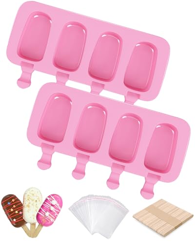 Silicone Popsicle Molds Set of 2 with 50 Sticks - DIY Ice Cream
