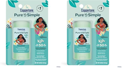 Coppertone Pure & Simple Kids Mineral Sunscreen Stick SPF 50, 2-Pack