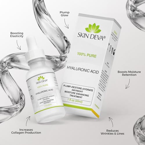 SKIN DEVA 100% Pure Hyaluronic Acid Serum for Face - Hydrating Face Care