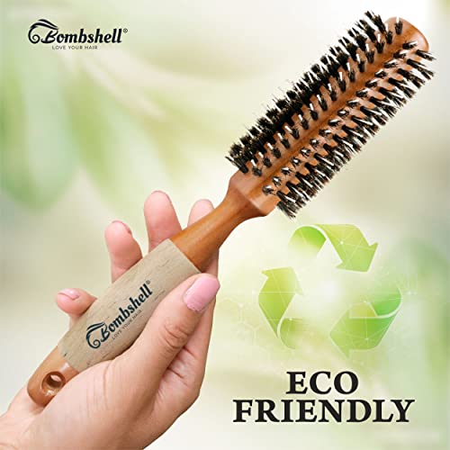 Bombshell 2-Inch Round Hair Brush with Boar Bristle and Birchwood Handle