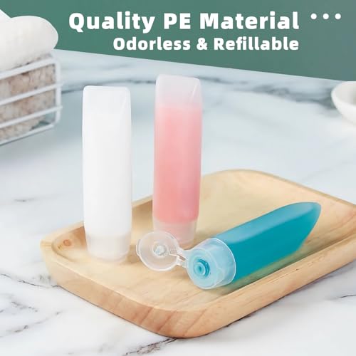 6 Pack 1 oz Travel Size Leak-Proof Toiletry Bottles with Labels