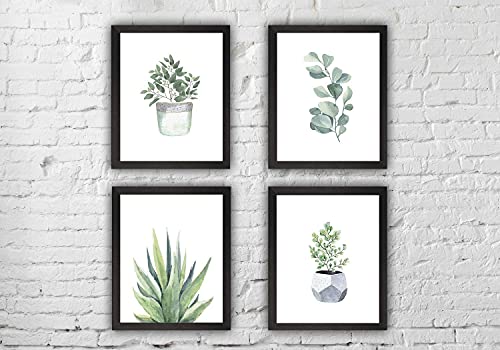 HerZii Botanical Wall Art Prints Set of 4 | 5x7 Unframed Decor
