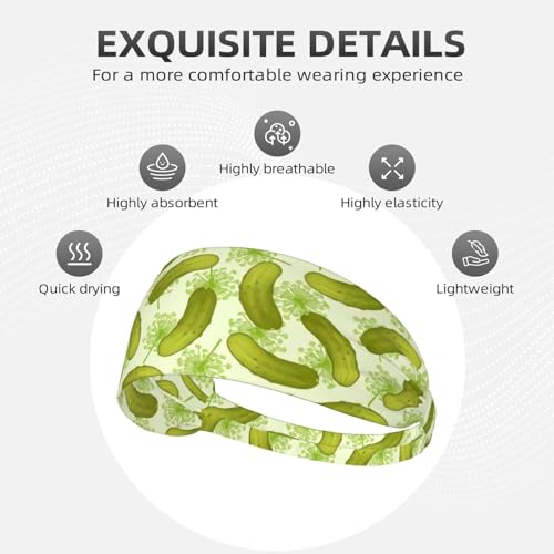 Dill Pickles Pattern Black & Gold Swirl Liquid Ink Headbands for Yoga & Fitness - One Size