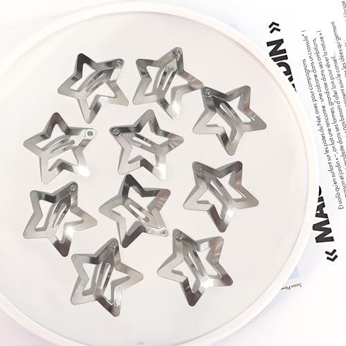 30 Pcs Y2K Metal Star Hair Clips - Non-Slip Snap Barrettes