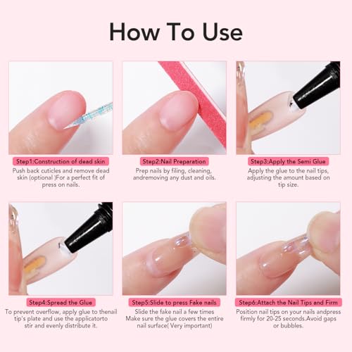 CurvLife Quick-Drying Nail Glue Gel & Remover Set - 10g + 10ml