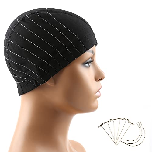 Large Bella Hair Mesh Dome Wig Cap with Guideline Map for Beginners Sewing, 23-24 Inch 5x5 Lace Closure, Stretchable Hairnet, Black