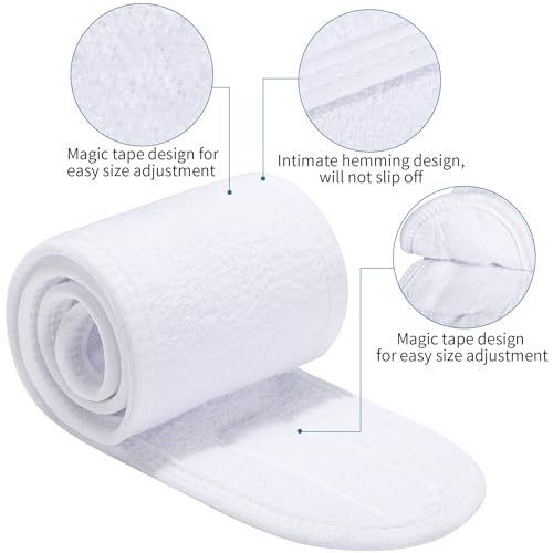 4 Pack Adjustable Spa Headbands for Women - Soft Towel Cloth