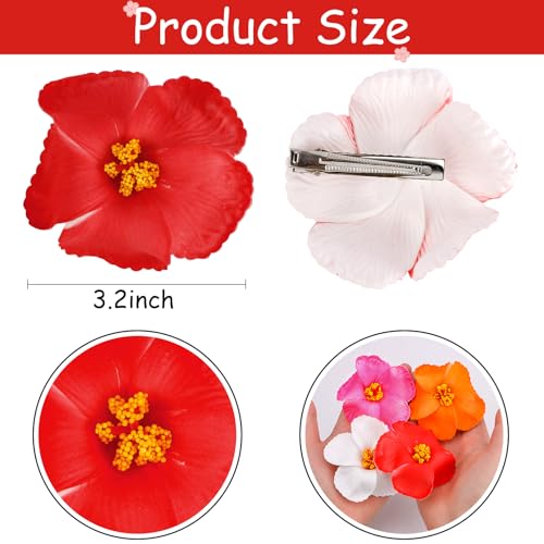 Hibiscus Flower Hair Clips - Tropical Floral Accessories for Women
