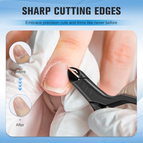 FERYES Black Stainless Steel Cuticle Nippers - 4R13 Precision Manicure & Pedicure Tool