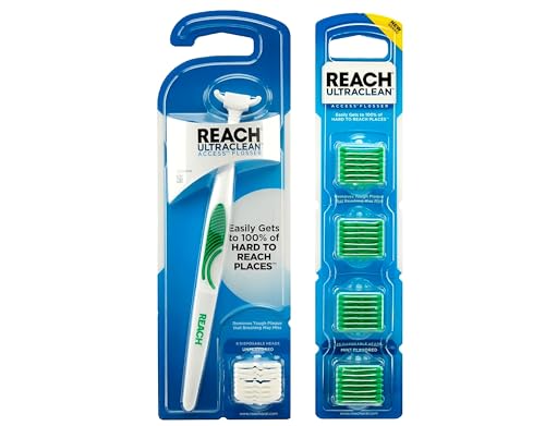 REACH Ultraclean Access Snap-On Flosser with 28 Mint Refill Heads