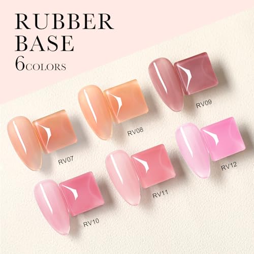 VENALISA Transparent Pink Rubber Base Gel Nail Polish Set of 6 | Soak-Off UV/LED Manicure Kit