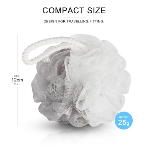 Travel Shower Loofah Set with Storage Case – Quick-Dry Exfoliating Poufs