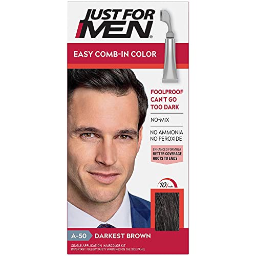 Just for Men Easy Comb-In Color, Darkest Brown - 10-Minute Gray Coverage