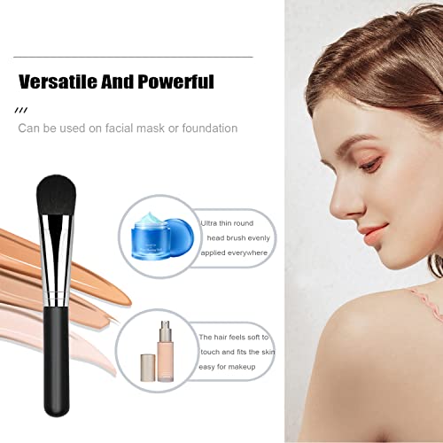 Ksvsonrvi Soft Bristles Facial Mask Application Brush Black+Silver - Man-made Fiber Cosmetic Tool