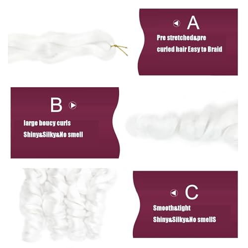 Toniola 24 Inch French Curly Braiding Hair, 4 Packs Pre-Stretched Crochet