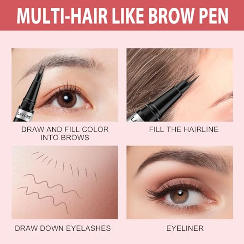 LAVONE 2-in-1 Waterproof Eyebrow Pencil with Brush - Soft Brown