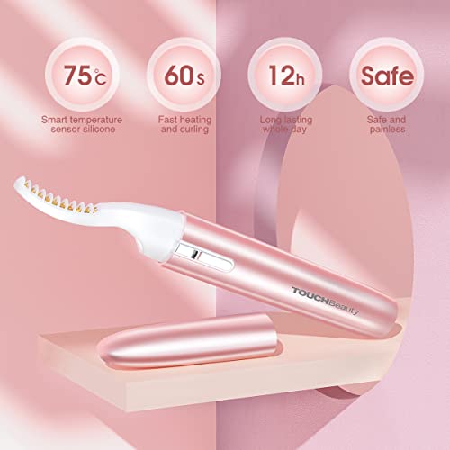 Heated Electric Eyelash Curler with Comb - Painless Lash Curling Tool for Natural, Long-Lasting Curl - Pink