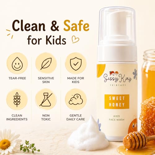 Sissy Kay Kids Foaming Face Wash, Natural Honey Cleanser for Sensitive Skin