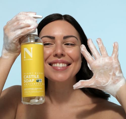 Dr. Natural Unscented Castile Liquid Soap - 16 oz Multi-Purpose Body Wash, Shampoo & Face Cleanser