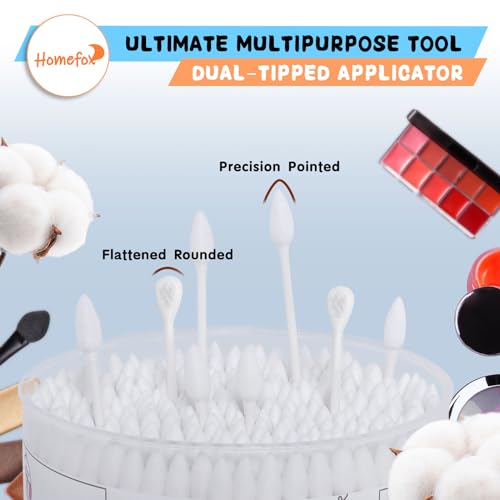 Organic Cotton Swabs - 250 Count Precision Flat & Pointed Tips