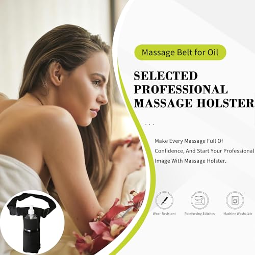 Black Massage Oil Waist Holster Belt - Adjustable Lotion Holder for Therapists